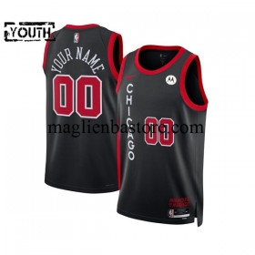 Maglia NBA Chicago Bulls Personalizzate 2023-2024 Nike City Edition Nero Swingman - Bambino